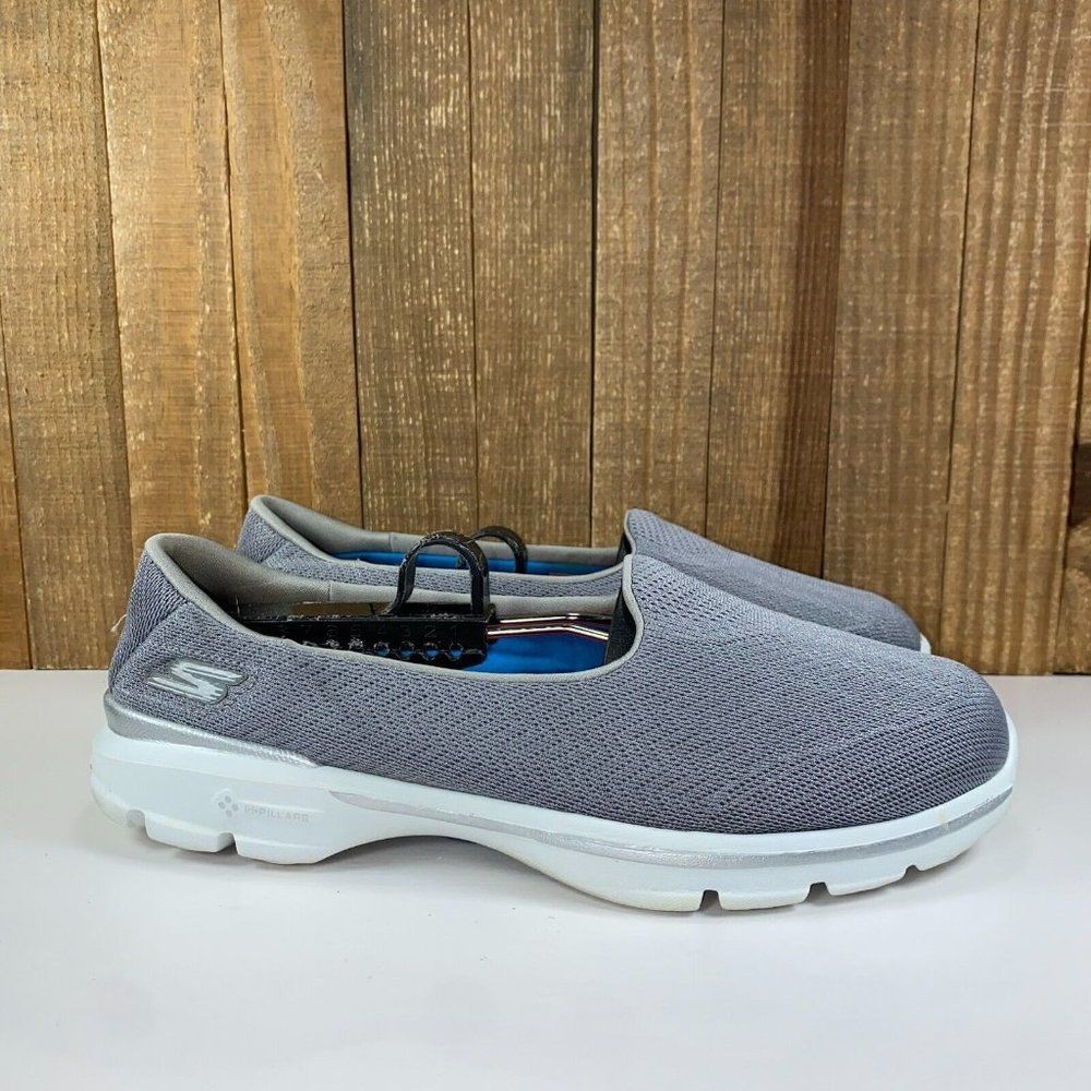 Skechers Go Walk Insight Womens 10 Grey Slip On Comfort Walking Shoes